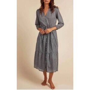 TROVATA Birds of Paradis Sz Small Ainsley B Dress Balboa Ditsty Blue Floral